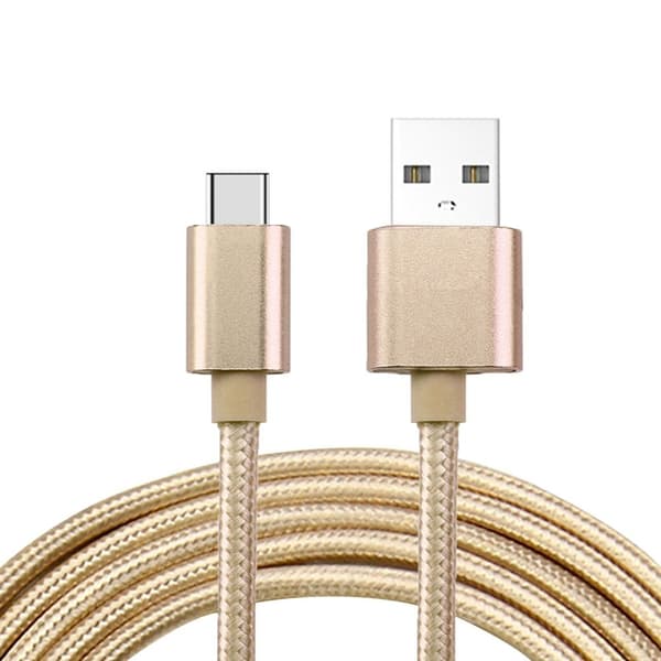 Helfärgad flätad Type-C kabel 1.2m grå