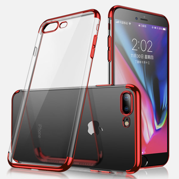 Galvaniseret TPU -etui iPhone 7+/8+ med 2 skærmbeskyttere. Red