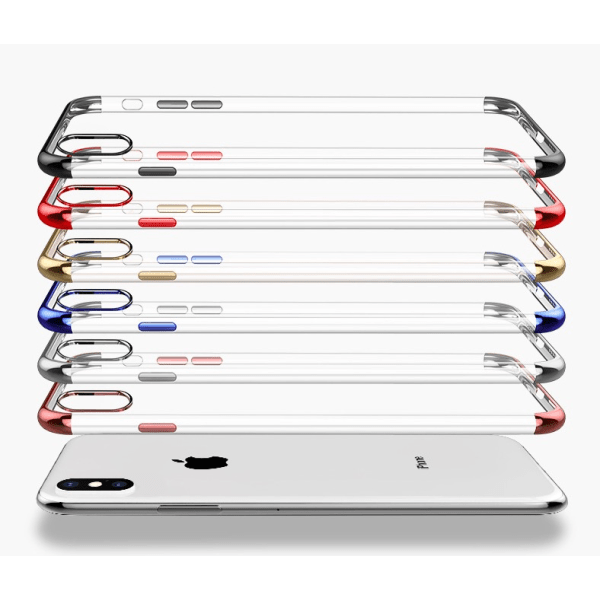 Sähköpinnoitettu TPU- case iPhone Xs Max kahdella näytönsuojalla Red