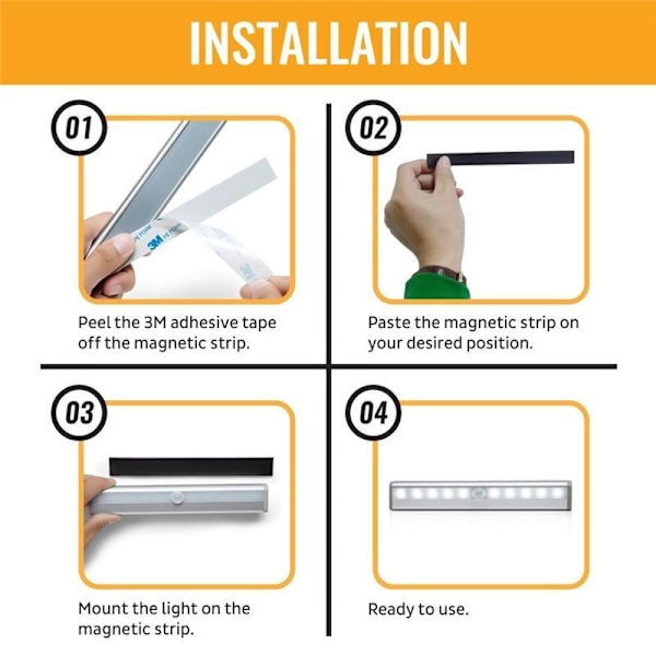 LED-lampa med rörelsesensor Gul one size