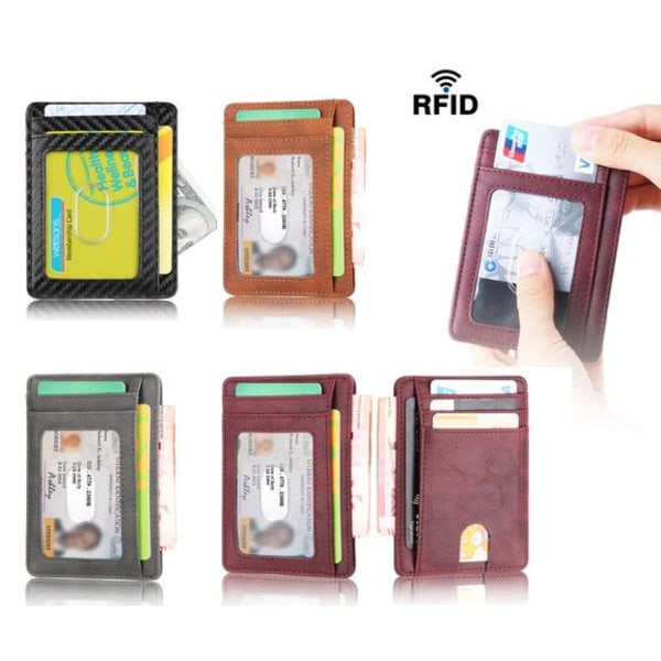 Super tynd RFID tegnebog - 7 kortpladser + pengespalte Black one size