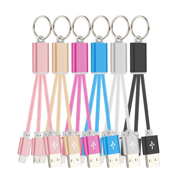 Nyckelringskabel 2-i-1 med micro-USB samt Lightning Gold