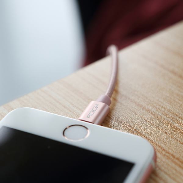 ROCK Metal Charge & Sync Lightning Cable 1,8m grå