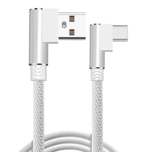 Flätad 2.4A kabel - 3 meter lång USB-C Svart one size