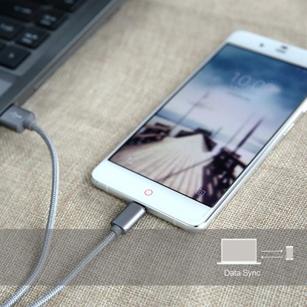 ROCK Nylon Micro-USB kabel 1m grå
