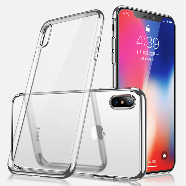 Sähköpinnoitettu TPU- case iPhone Xs Max kahdella näytönsuojalla Black