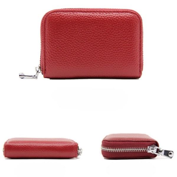 RFID Läder Plånbok - Skydd & Stil i Kompakt Format Röd