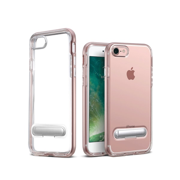 TPU -etui med telefonholder + to skærmbeskyttere iPhone 7/8 Pink gold