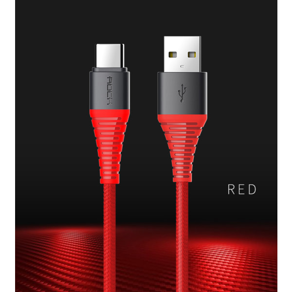 ROCK Hi-Tensile USB-C kabel 1m Svart