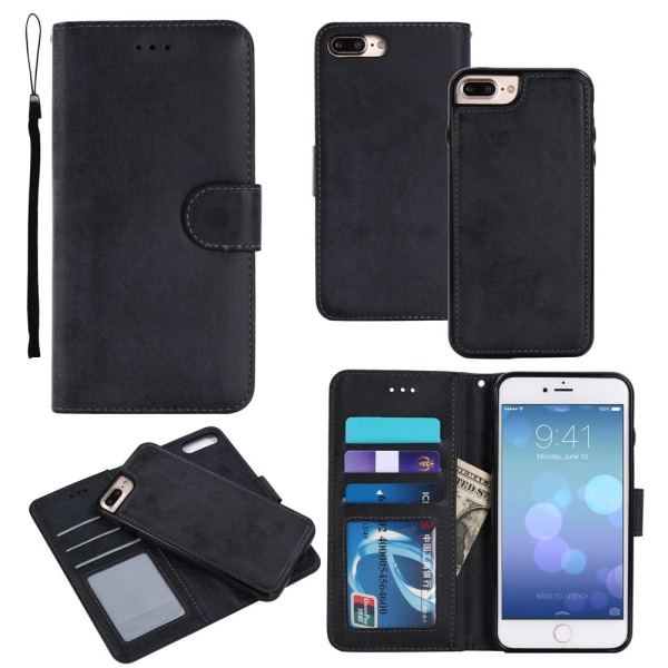 Suede magnetisk deksel til iPhone 7+/8+ med magnetlås. Black one size