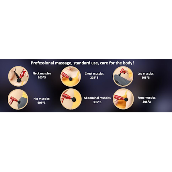Massage gun with 4 interchangeable heads and 6 intensity levels Red one size