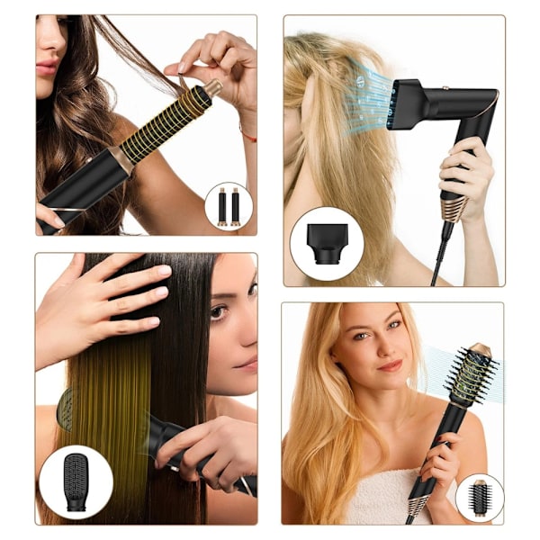 5-i-1 Multistyler – Føn, Glattejern & Volumen i ét Værktøj Black