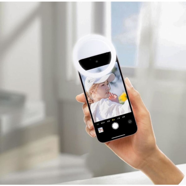 LED Selfie-lampa till Mobilen - Uppladdningsbar Vit one size