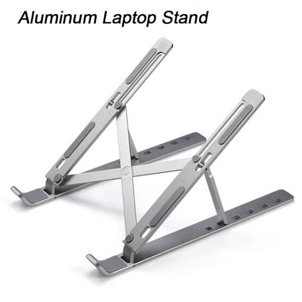 Justérbar Laptopstand i Aluminium - Ergonomisk & Bærbar Silver