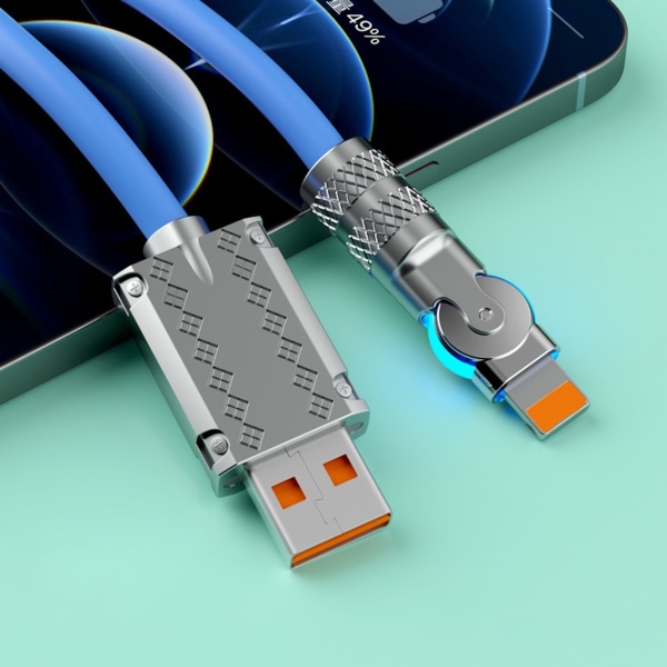 180° Kääntyvä Pikalatauskaapeli - Lightning, USB TYPE-C Blue Lightning