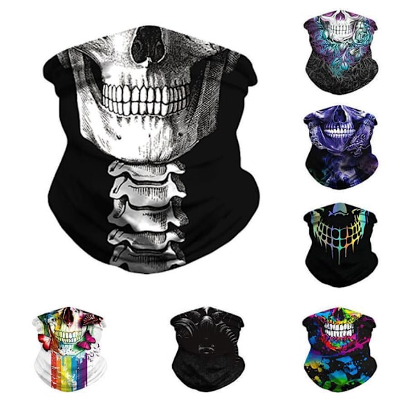 Skull Bandana - Snygg Multifunktionell Scarf Vit one size