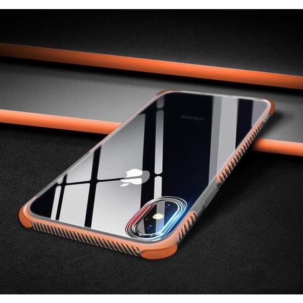 TPU-deksel for iPhone med fargede kanter X + 2 skjermbeskytt Orange