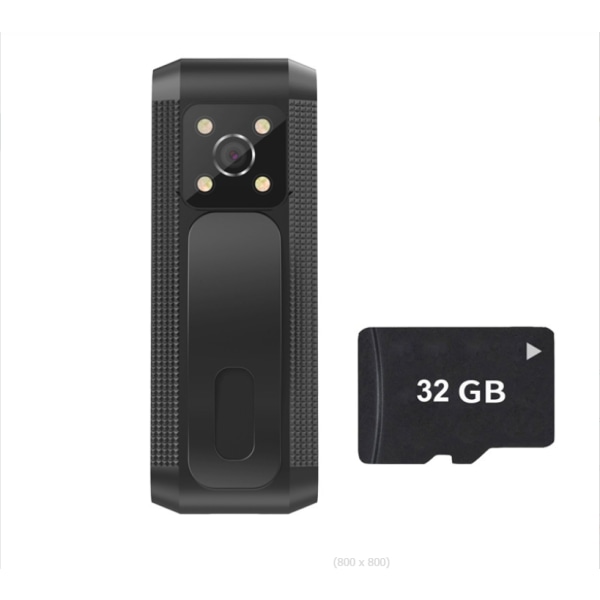 Body Cam Penn med Lyd- & Videoopptak - 32GB Kort Inkludert Black