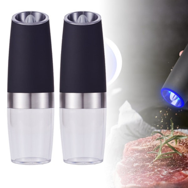 2-pack Elektriska Pepparkvarnar – Perfekt för Salt och Peppar Svart one size