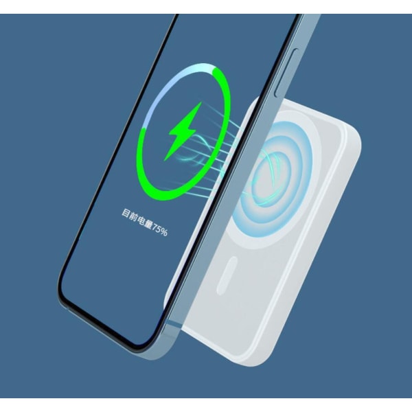 Magnetisk Powerbank til iPhone inklusive en "magnetring" White one size