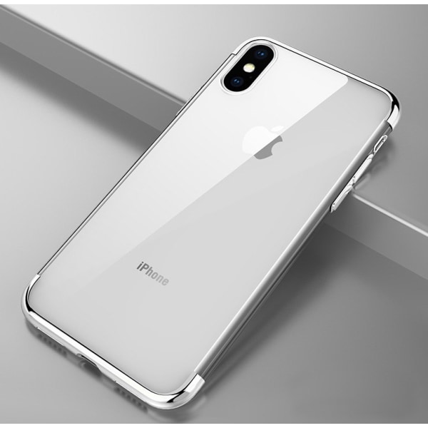 Sähköpinnoitettu TPU- case iPhone Xs Max kahdella näytönsuojalla. Blue