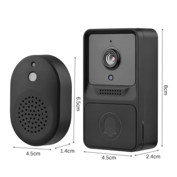 Smart Dørklokke med Kamera - WiFi, 2-vejs Audio & Nattesyn Black