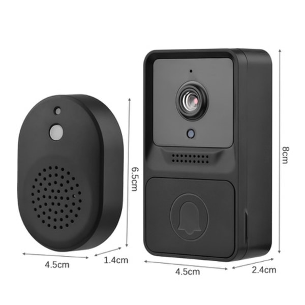 Smart Dörrklocka med Kamera - WiFi, 2-vägs Audio & Nattvision Svart