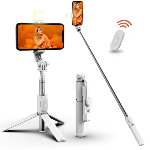 Langaton Bluetooth Selfie Stick valolla White one size