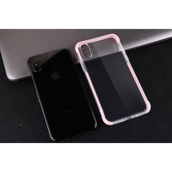 TPU skal för iPhone med färgade kanter iPhone X +2skärmskydd Rosa