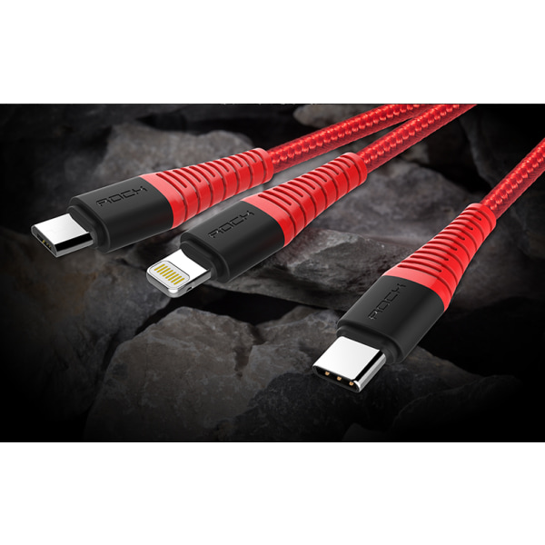 ROCK Hi-Tensile 3in1 kabel 1,2m Red