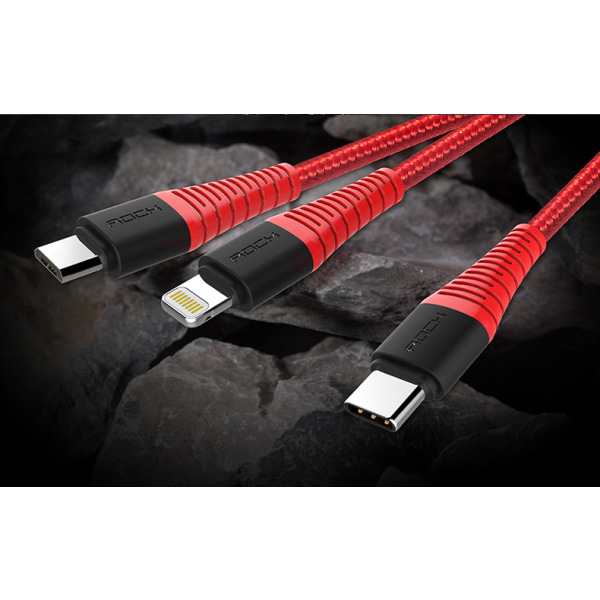 ROCK Hi-Tensile 3in1 kabel 1,2m Röd