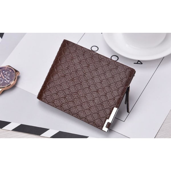 Nice wallet with checkered pattern and metal detail Dark brown one size