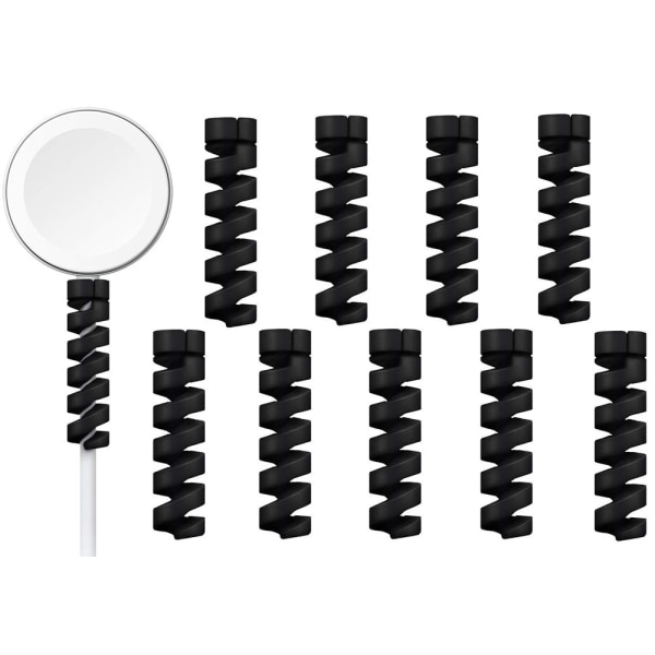 10-pack spiralkabelbeskyttelse Black one size