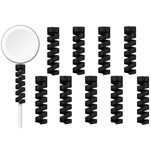 10-pakning spiral kabeldeksel - lader Black one size