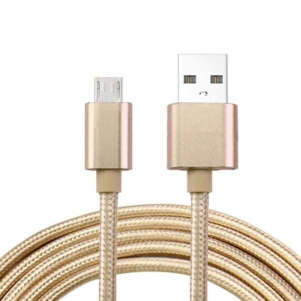 Fuldfarvet flettet Micro-USB-kabel 1,8 m Gold
