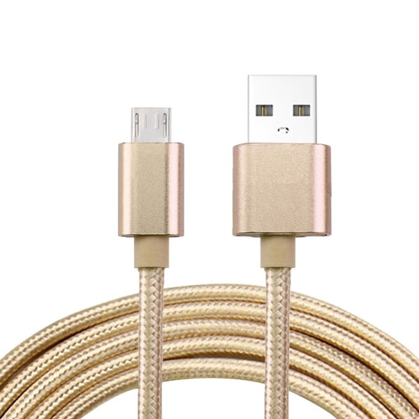 Täysin värillinen punottu Micro-USB-kaapeli 1,8 m Gold