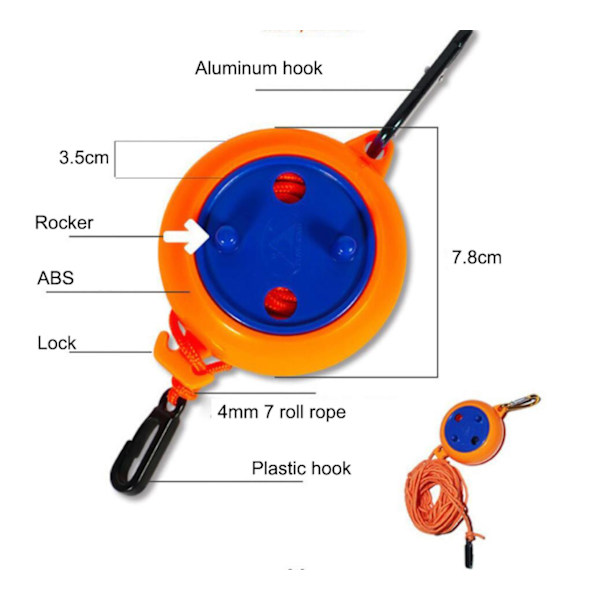 FlexiLine - 10m udtrækkelig vaskesnor Orange one size