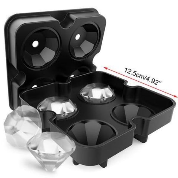 Ball Or Diamond Shape Ice Cube Tray Black one size