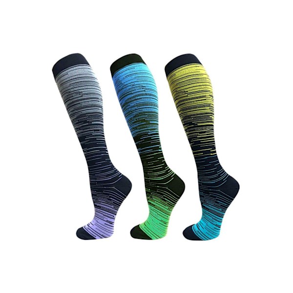 Stödstrumpor 3-pack multifärg S/M - Rosa/Blå, Grå, Ljusblå/Blå