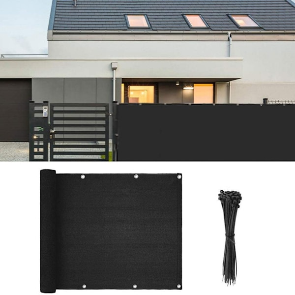 Balkongskydd 90x500 cm – UV-skydd & insynsskydd utomhus Svart