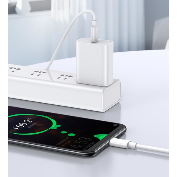 2 meter USB-C kabel med hurtiglading White one size