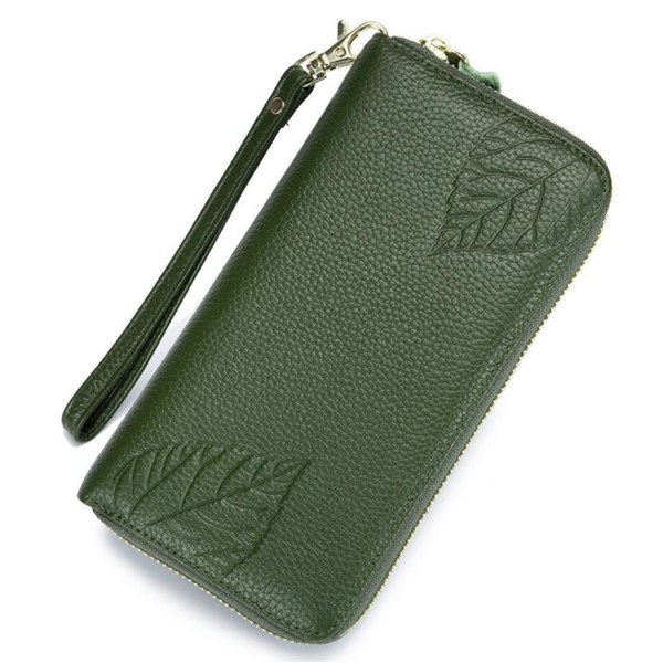 Stor äkta läder RFID plånbok 090 Grön one size