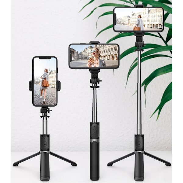 Langaton Bluetooth Selfie Stick valolla Black one size