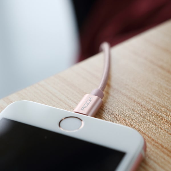 ROCK Metal Charge & Sync Lightning Cable 20cm Guld