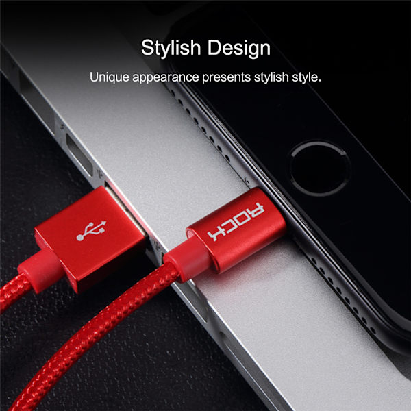 ROCK Charge and Sync Round Lightning Cable II 30cm Black