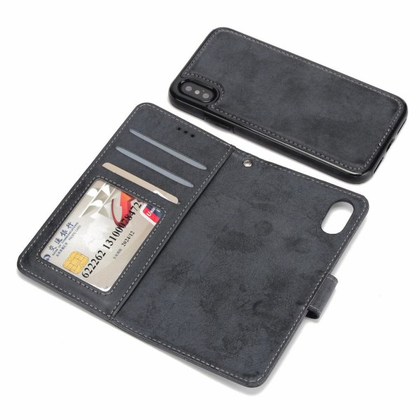 Ruskindsmagnetisk etui til iPhone Xs Max magnetisk lås. Black one size