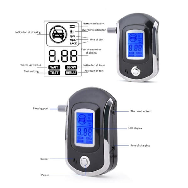 ProAlcoCheck - Ammattimainen alkometri Black one size