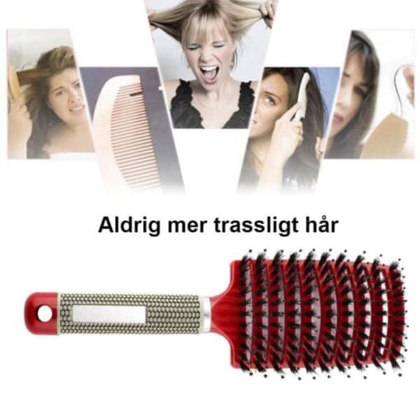 Ergonomisk flokefri Hårbørste Black