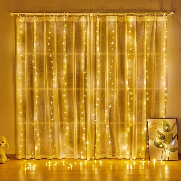 Light curtain for windows with 300 LEDs Yellow one size