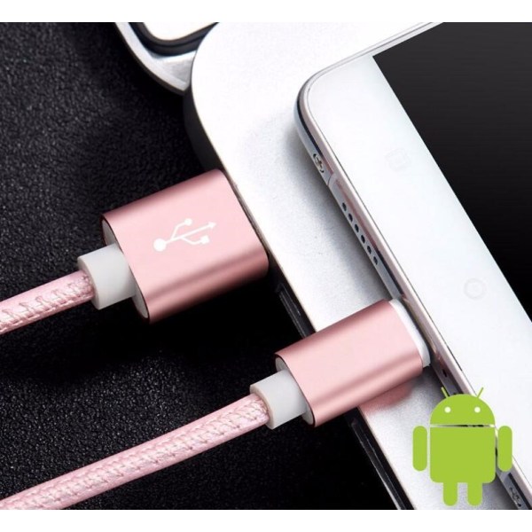 Type-C kabel i PU-läder Pink